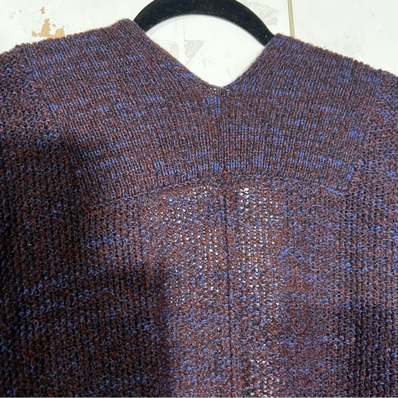 Lucky Brand Crochet Poncho Cardigan Maroon and Blue Size XS/S Wool Open Front - Picture 7 of 12